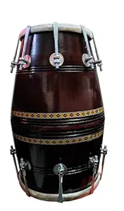 Tilak Raj And Sons-17 Inch Size Mango Wooden Dholak Indian Folk Musical Instrument